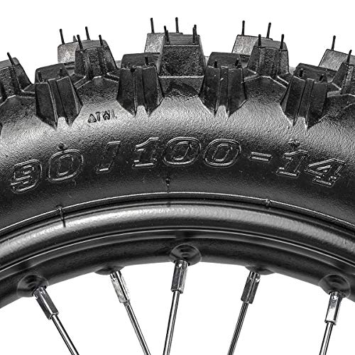 70/100-17 Front + 90/100-14 Rear Wheels Tires and Rim Inner Tube With 15mm Bearing Assembly for Dirt Pit Bikes