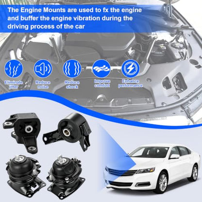 Engine Motor Mount Kit Compatible with 2011-2016 Odyssey 3.5L Touring Elite - size: A4587 A4575EL A65057 A65017EL