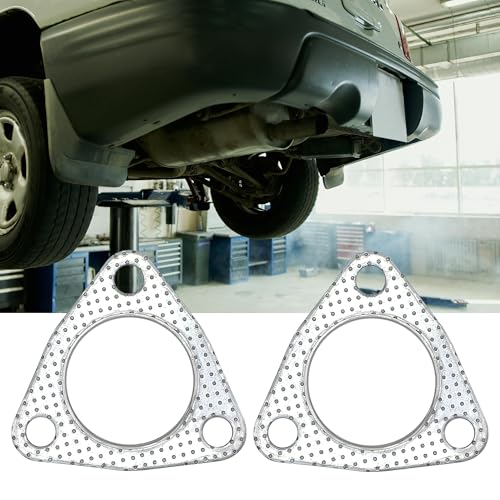 2 Inch Exhaust Gasket 3-Bolt Flange 53mm Graphite w/Fire Ring 2 Pcs - size: 2 in