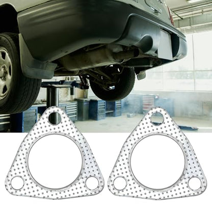 2 Inch Exhaust Gasket 3-Bolt Flange 53mm Graphite w/Fire Ring 2 Pcs - size: 2 in