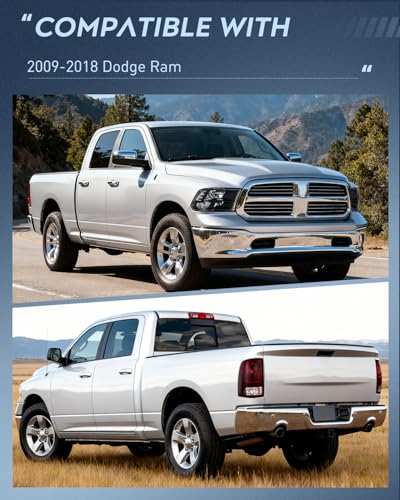 Nilight Headlight and Taillight Combo for 2009-2018 Dodge Ram - color: Black Housing + Clear Reflector w/Taillight