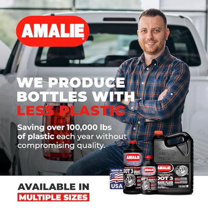 Amalie DOT 3 Brake Fluid (160-65031-EA), Heavy Duty Drum & Disc Brake Fluid for Cars, Trucks & Motorcycles with Corrosion Protection & Long-Term Stability, Made in USA, 12oz - size: 12 Ounce, Single bottle