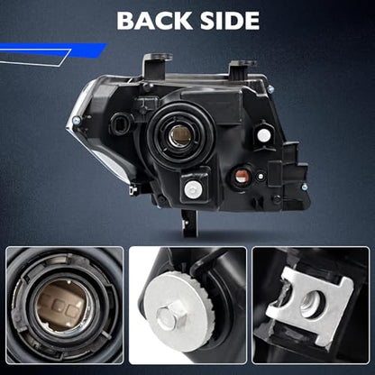 Headlights Compatible with 2009-2020 Nissan Frontier Left and Right Side - size: 09-20 Frontier Black