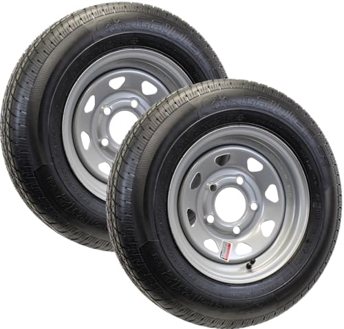 eCustomrim 2-Pack Radial Trailer Tire Rim Assembly ST145/R12 Silver 5 Lug