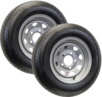 eCustomrim 2-Pack Radial Trailer Tire Rim Assembly ST145/R12 Silver 5 Lug