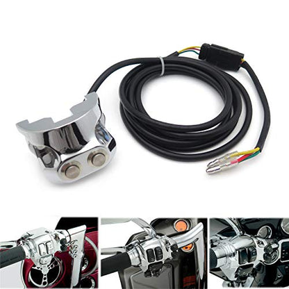 HTTMT- HTTMT Chrome 1" Handlebar Mounted Air Ride Switch Controller 3 Wire Compatible with Harley Davidson [P/N:TGHD-HBA006]