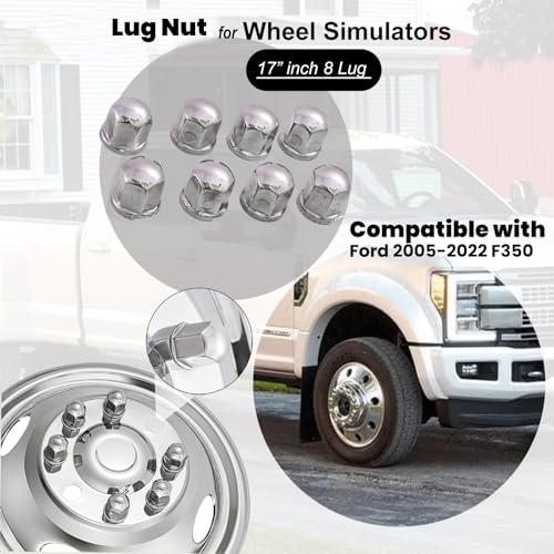 CIRONBOW 8Pcs Lug Nuts with Adapter for Wheel Simulators,Adapter for 17 inch 8 Lug Wheel Simulators,Compatible with Ford 2005-2022 F350 Truck
