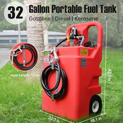 FMCNMech 32 Gallon Fuel Caddy with 12V Electric Pump - color: 32 Gallon Tank For Gasoline Diesel Kerosene