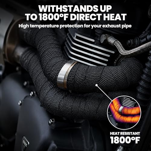Exhaust Heat Wrap 2" x 50 FT, Titanium Header Wrap with 12 Steel Ties