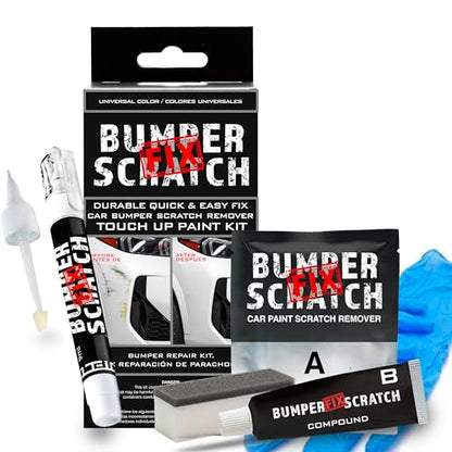 Bumper Scratch Fix® Clear Car Scratch Remover Kit for Bumpers, Removes Paint Transfer, Scuffs & Light Scratches, Compound, Wipes & Touch-Up Pen, Works on All Paint Colors, DIY Auto Paint Repair