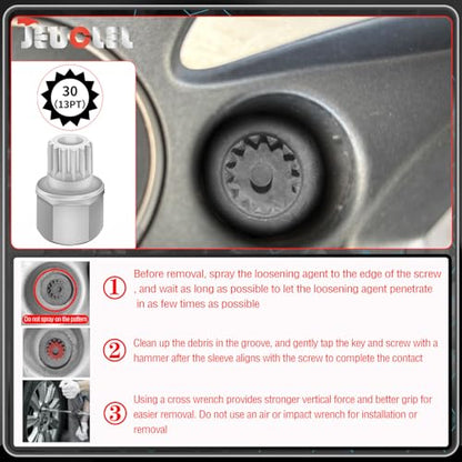 30/13PT Wheel Locking Nut Key for BMW, Anti-Theft Lug Nut Removal - size: 30/13Pt Key