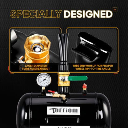 TUFFIOM 5 Gallon Air Tire Bead Blaster Seater w/Pressure Gauge & Handle, Wheel Seating Tool Inflator Tank for Truck ATV, 85-116PSI Operating Pressure, Black - color: black