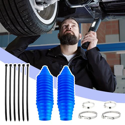Tie Rod Boot Kit with Pinion Bellow Cable Ties and Clamps,Waterproof & Dustproof Rack and Pinion Boot for Steering System Protection,Silicone Inner Tie Rod Boot Car Accessories (Blue) - color: Blue