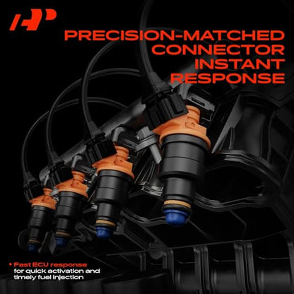 A-Premium 8-Pack 4 Holes Fuel Injectors Compatible with Chevrolet, GMC
