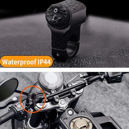 AL Alloy IP68 Toggle Switch for Motorcycle Handlebar, Ourbest 12V Dirt Bike Light Switch - Fits 7/8" Handlebars Black - color: Black