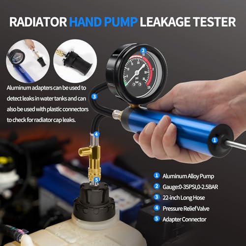 VTG VOGTEN 31PCS Coolant Pressure Tester Kit,w/23 Radiator Adapters(Blue) - color: Blue