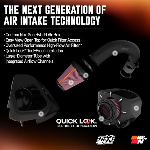 K&N NextGen Cold Air Intake System: High-Flow Cotton Filter: Compatible with 2019-2026 RAM 1500; 50-1578 - style: NextGen