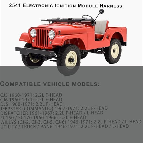 2541 Electronic Ignition Module Harness Waterproof Compatible with Jeep 134L 134F 4Cylinder 1964-1971 Willys CJ5 CJ6 Jeepster DJ5 Commando FC150 FC170 Utility Dispatcher DJ3 CJ3 12V - size: 2541