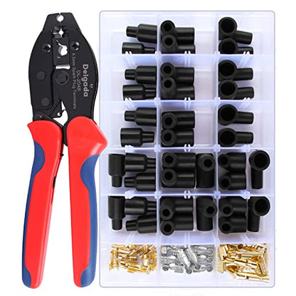 Delgada 36Pcs Spark Plug Wire Crimping Tool Spark Plug Wire Crimper Kit with 36PCS Boot Terminals Crimp and Stripping Tool Set for 180° 90° Straight Ignition Wire Coil Terminals