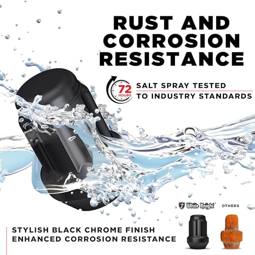 White Knight 40700SMBT Matte Black M12x1.5 Spline Pattern Wheel Lock (Random Lock Pattern) 4 Pack - color: Matte Black, size: 12mm X 1.50 Thread
