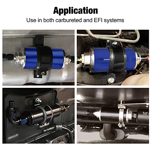 EVIL ENERGY 30 Micron Inline Fuel Filter with 6AN 8AN 10AN Adapter&Bracket Clamp 60MM Universal