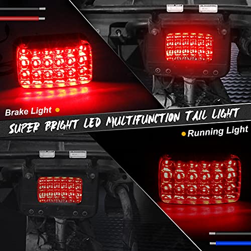 Led Tail Light Red Lens ATV Taillight Brake Lights Compatible with Yamaha Grizzly Big Bear Bruin Kodiak Wolverine Rhino Viking, Replacement for 5km-84710-01-00 - color: Red Lens