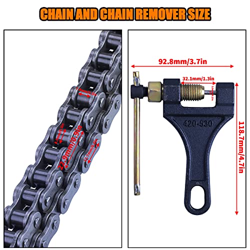 428H Motorcycle Chain+ Chain Breaker,118-links Heavy Duty Drive Chain - size: 118