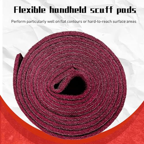 7447 Maroon Scuff Pads - 5 lnches x 8Feet Premium Surface Prep Pad for Autobody, Woodworking, Paint Primer, ScuffingSanding & Scouring - size: 5 Inches*8 Feet