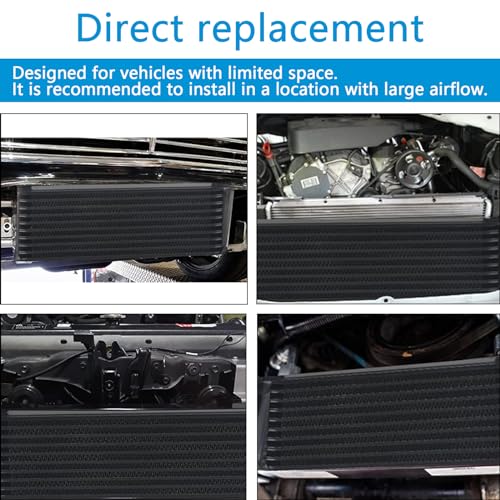 7 Row AN10 10AN Transmission Oil Cooler Kit Stacked Plate With 6AN 8AN Adapter Universal Engine Transmission British Radiator Oil Cooler Condenser Aluminium Alloy Black - size: 7 row