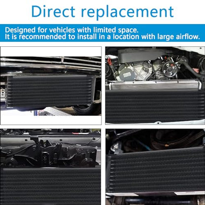 7 Row AN10 10AN Transmission Oil Cooler Kit Stacked Plate With 6AN 8AN Adapter Universal Engine Transmission British Radiator Oil Cooler Condenser Aluminium Alloy Black - size: 7 row