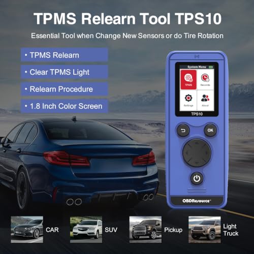 OBDResource TPMS Relearn Tool for Jeep Ford BMW Nissan/Honda/Mazda/Dodge Series Vehicles, TPS10 Universal Tire Pressure Monitor Sensor Activate and Reset Tool [Upgrade of U508]