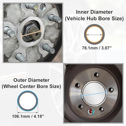 X AUTOHAUX Car Hub Centric Rings OD 106.1mm to ID 78.1mm 4pcs Aluminum - size: 106. 1mm ID to 78.1mm OD