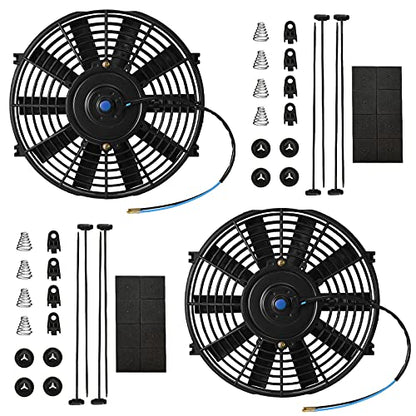 MuHize 10 Inch Radiator Cooling Fan 12V 80W Electric Fan Push/Pull (2 Pack) - size: 2Pcs-10 inch
