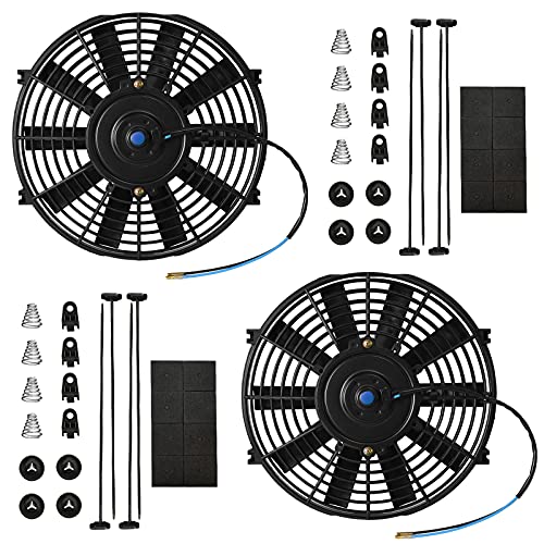 MuHize 10 Inch Radiator Cooling Fan 12V 80W Electric Fan Push/Pull (2 Pack) - size: 2Pcs-10 inch