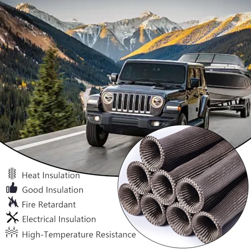 Titanium Spark Plug Wire Boots Heat Shield Sleeves 4000°F Heat Shield Cover Wrap for SBC BBC 350 454 LS1/LS2 Cars Trucks - color: Titanium
