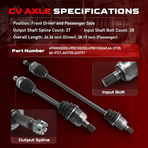 Betthand Front CV Axle Set Fit for 2011-2014 Hyundai Sonata 663720 663721 - size: 663720+663721