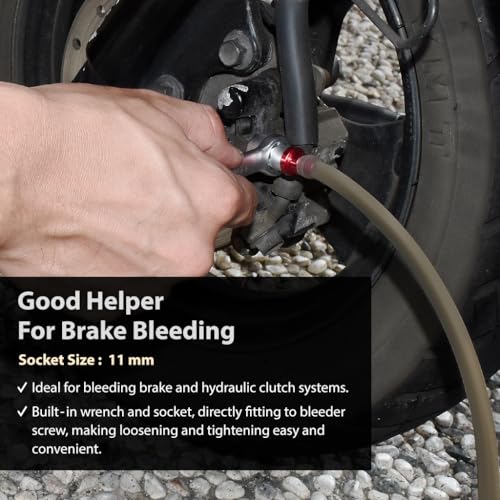 FIRSTINFO 11mm Mini Brake Bleeder Wrench with Check Valve & Hose - size: 11mm
