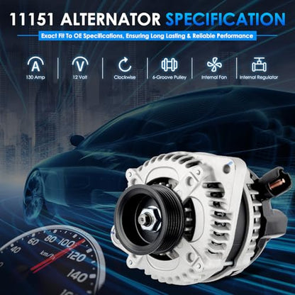 Car Alternator 11099 130A Fit for Honda Pilot Odyssey - size: #11099, 11150 Alternator