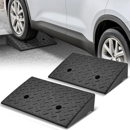 Auto Dynasty 4.3"H Rubber Curb Ramps for Driveway Sidewalk, HeavyDuty 2 Set - size: 4.3" Rise