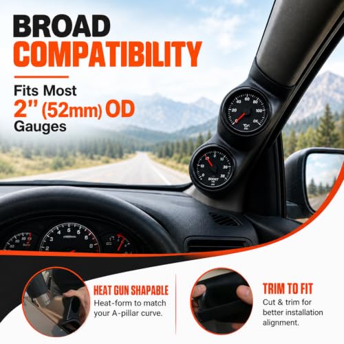 Universal Black ABS Plastic Double 2" 52mm Gauge Pod Holder