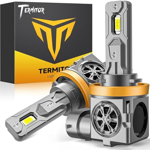 Termitor Upgraded H11/H9 LED Bulbs, 90,000LM Super Brighter, 6500K Cool White, Real 1:1 Mini Size, Plug and Play Powersports Hi/Low Fog Light, No Adapter Required, 85000+ Hours Lifespan, Pack of 2 - size: H11/H9