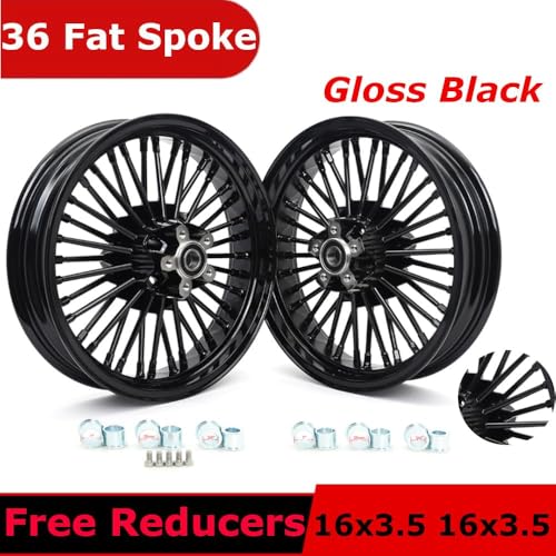 TOFR 16x3.5 16x3.5 Fat Spokes Wheels Black For Harley Sportster X48 10-20