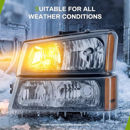 AUTOSAVER88 Headlight Assembly Compatible with Chevy Silverado 2003-2006 - color: OE - Black Housing/Amber/Clear