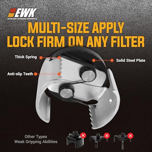 EWK 3/8" Dr. Adjustable Oil Filter Wrench for 2.5" to 3.25" Spin-On Filters