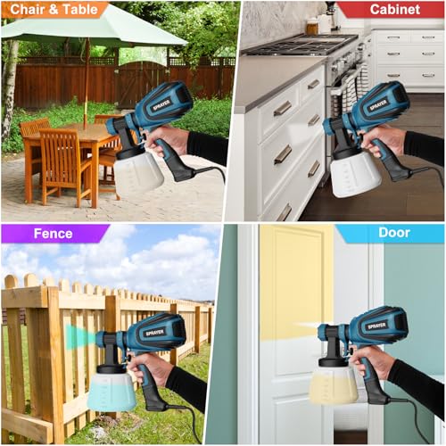 VONFORN Paint Sprayer, 700W Spray Paint Gun with 4 Nozzles & 3 Patterns - color: Blue