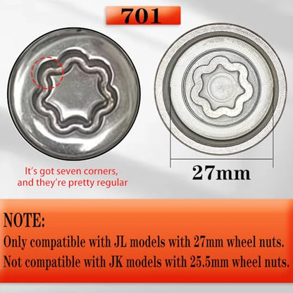 JL 701 for 27mm Nuts, Wheel Locking Nut Key for Jeep (JL) Dodge - size: 701