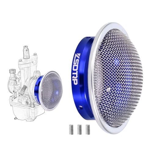 Carburetor 55mm Velocity Stack Air Filter Clean CNC Aluminium Alloy with SUS304 Mesh For PWK32-34mm Carb(Blue,55mm-H20) - color: Blue, size: 55mm