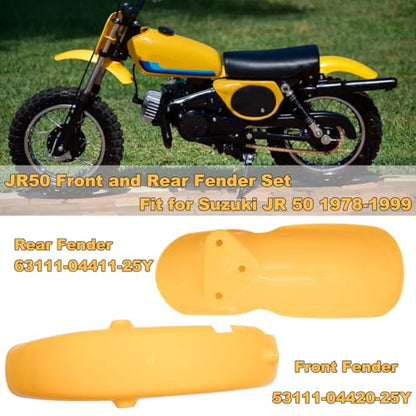 JDLL0NG JR50 Front Rear Fender Set and Front Number Plate Fender for Suzuki JR 50 1978-1995