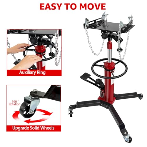 Transmission Jack,34"-68" High Lift,1660 Lbs Hydraulic Telescoping Transmission Jack,Single Stage Transmission Stand,0.75Ton Capacity with Foot Pedal,360° Swivel Wheel, Garage/Shop Lift Hoist