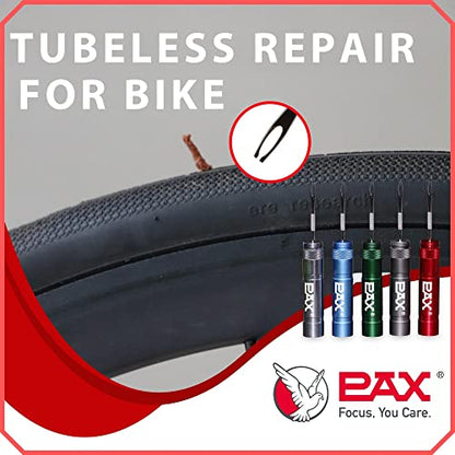 PAX 12 Pcs Tubeless Bike Tire Repair Kit, Includes Storage Canister, Plugger Tool, 10 Pcs Tire Plug Strips, Fast Flat Puncture Fix for MTB, Gravel and Road Bicycle Tires - Dark Gray - color: Dark Gray